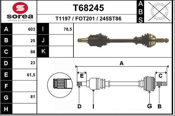 EAI T68245 - Полуоска vvparts.bg