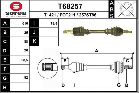 EAI T68257 - Полуоска vvparts.bg