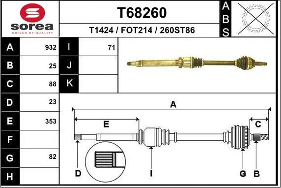 EAI T68260 - Полуоска vvparts.bg