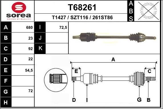 EAI T68261 - Полуоска vvparts.bg