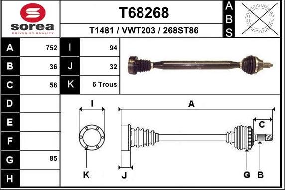 EAI T68268 - Полуоска vvparts.bg