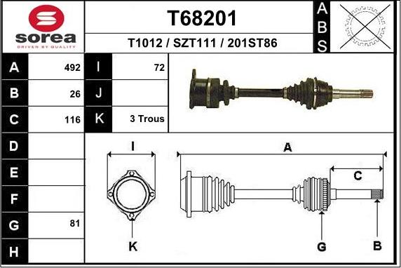 EAI T68201 - Полуоска vvparts.bg