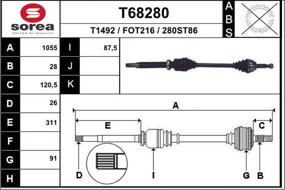 EAI T68280 - Полуоска vvparts.bg