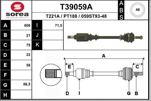 EAI T39059A - Полуоска vvparts.bg