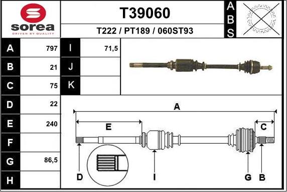 EAI T39060 - Полуоска vvparts.bg