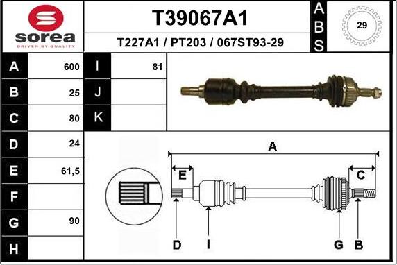 EAI T39067A1 - Полуоска vvparts.bg