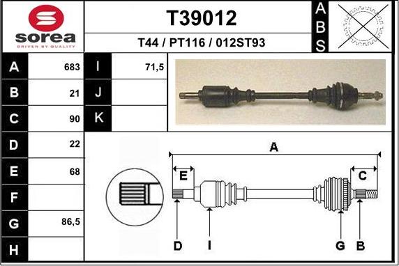 EAI T39012 - Полуоска vvparts.bg