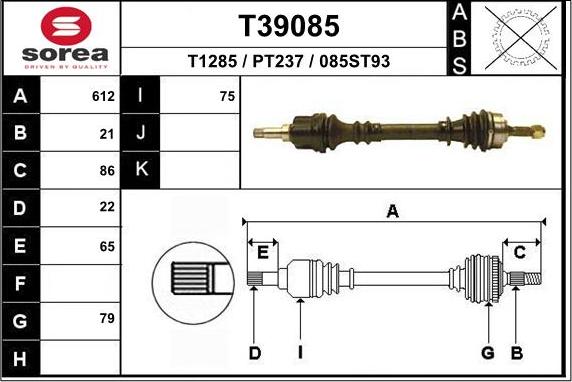 EAI T39085 - Полуоска vvparts.bg