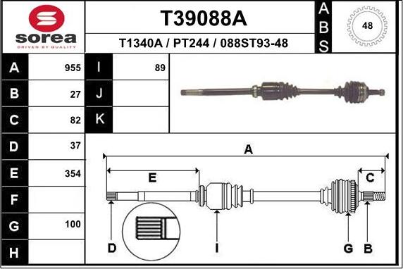 EAI T39088A - Полуоска vvparts.bg