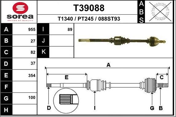 EAI T39088 - Полуоска vvparts.bg