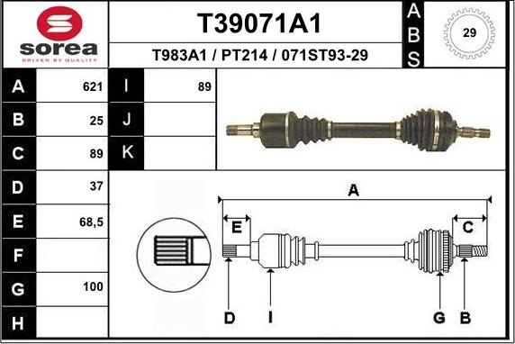 EAI T39071A1 - Полуоска vvparts.bg