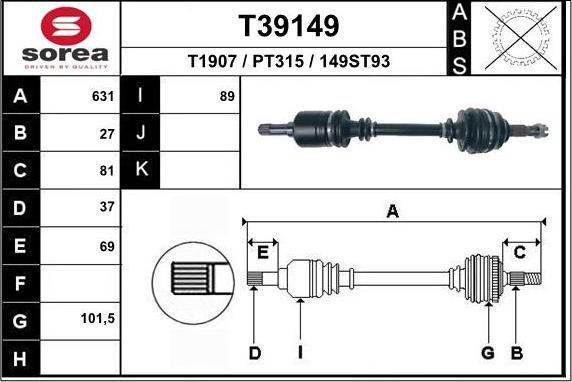 EAI T39149 - Полуоска vvparts.bg