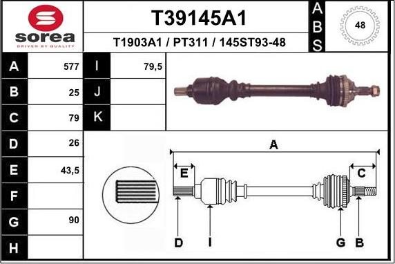 EAI T39145A1 - Полуоска vvparts.bg