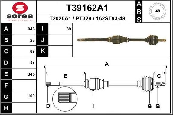 EAI T39162A1 - Полуоска vvparts.bg