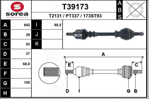 EAI T39173 - Полуоска vvparts.bg