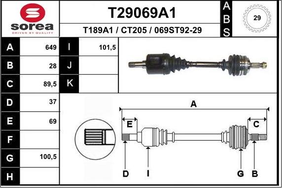 EAI T29069A1 - Полуоска vvparts.bg