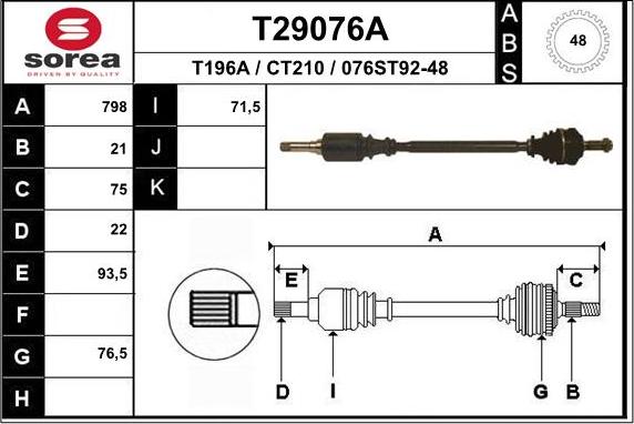 EAI T29076A - Полуоска vvparts.bg