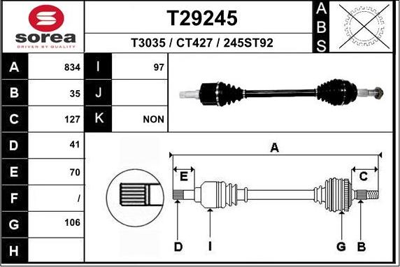 EAI T29245 - Полуоска vvparts.bg