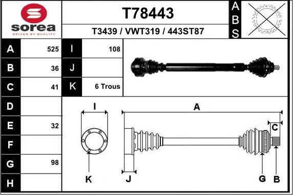 EAI T78443 - Полуоска vvparts.bg