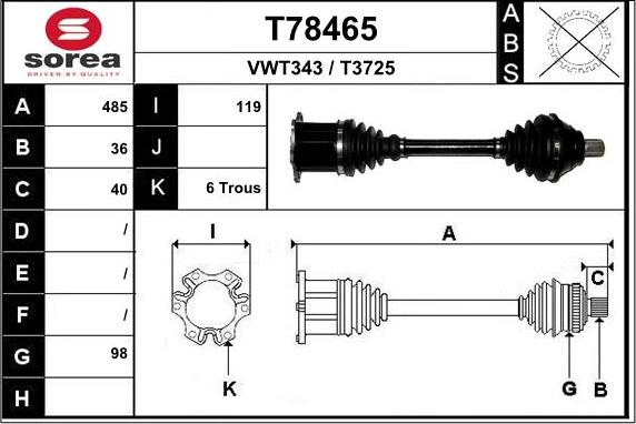 EAI T78465 - Полуоска vvparts.bg