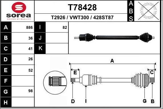 EAI T78428 - Полуоска vvparts.bg