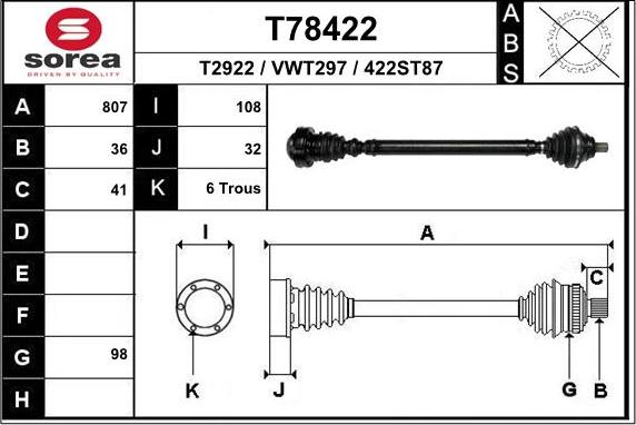 EAI T78422 - Полуоска vvparts.bg