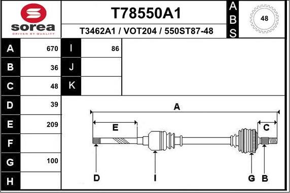 EAI T78550A1 - Полуоска vvparts.bg