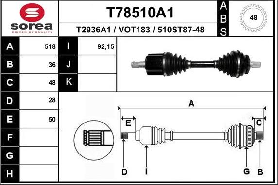 EAI T78510A1 - Полуоска vvparts.bg