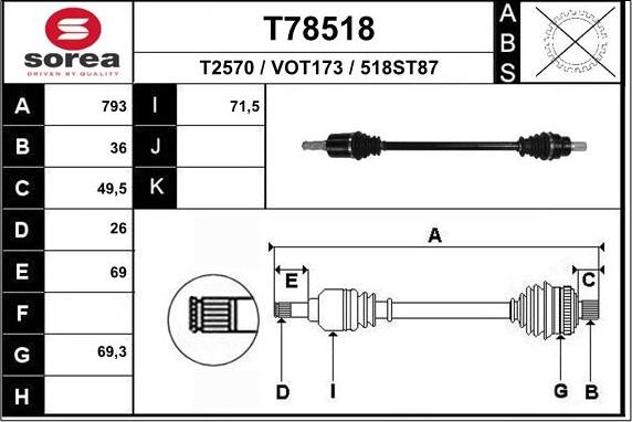 EAI T78518 - Полуоска vvparts.bg