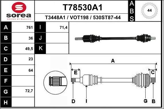 EAI T78530A1 - Полуоска vvparts.bg