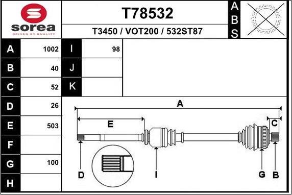 EAI T78532 - Полуоска vvparts.bg