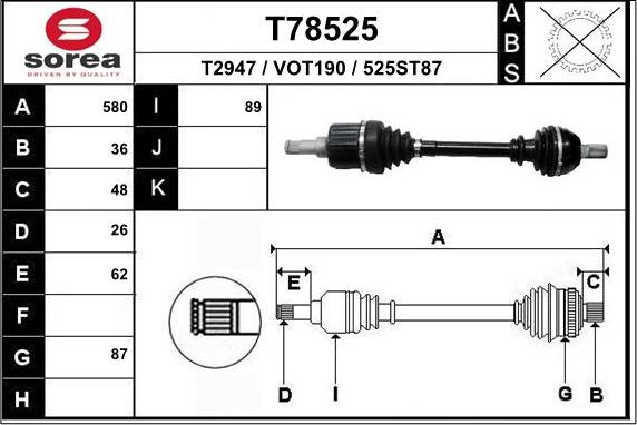 EAI T78525 - Полуоска vvparts.bg