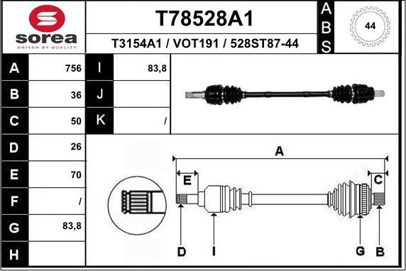 EAI T78528A1 - Полуоска vvparts.bg