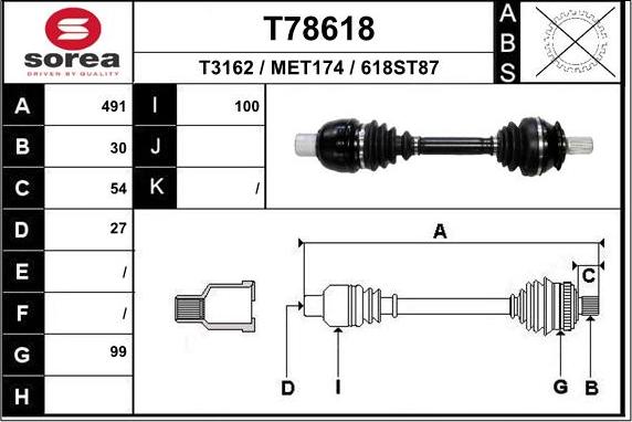 EAI T78618 - Полуоска vvparts.bg