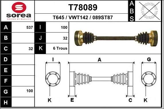 EAI T78089 - Полуоска vvparts.bg