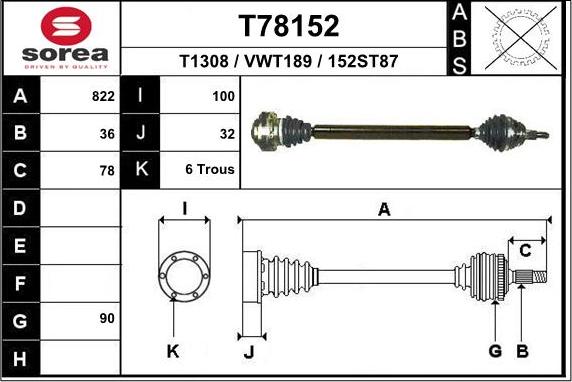 EAI T78152 - Полуоска vvparts.bg