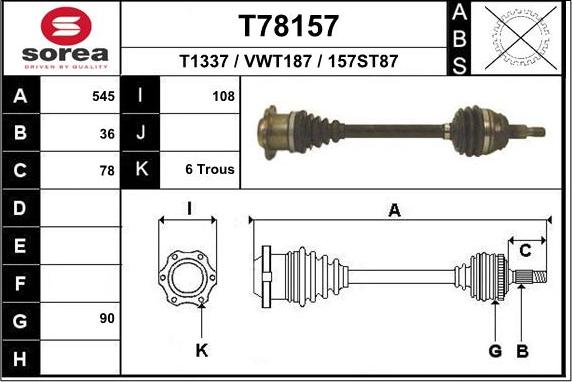 EAI T78157 - Полуоска vvparts.bg