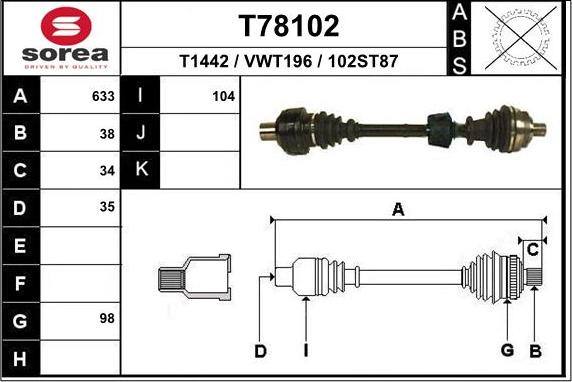 EAI T78102 - Полуоска vvparts.bg