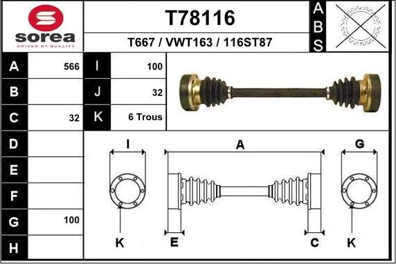 EAI T78116 - Полуоска vvparts.bg