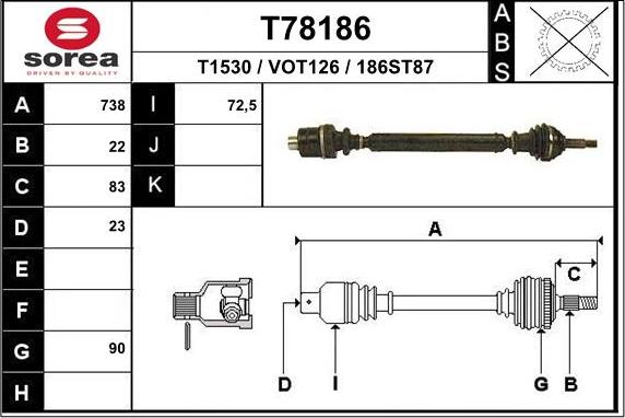 EAI T78186 - Полуоска vvparts.bg