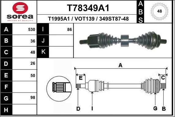 EAI T78349A1 - Полуоска vvparts.bg