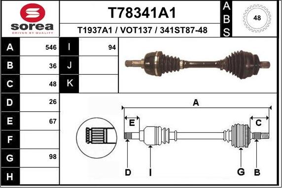 EAI T78341A1 - Полуоска vvparts.bg