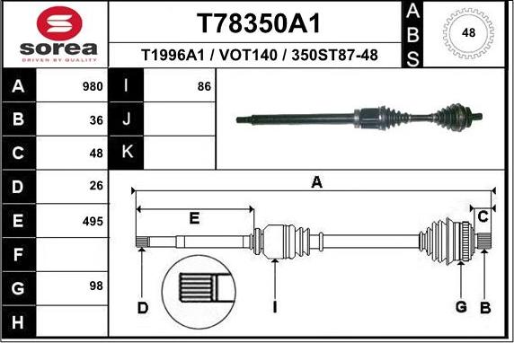 EAI T78350A1 - Полуоска vvparts.bg