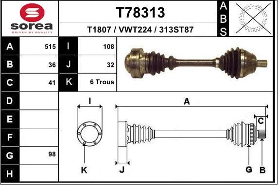 EAI T78313 - Полуоска vvparts.bg