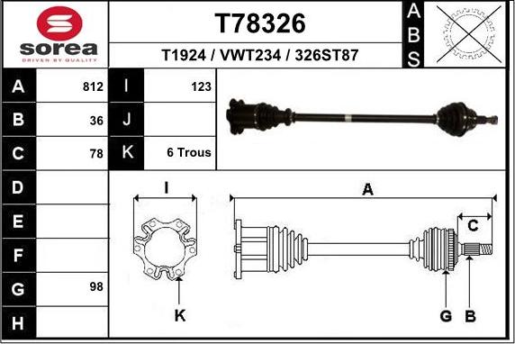 EAI T78326 - Полуоска vvparts.bg