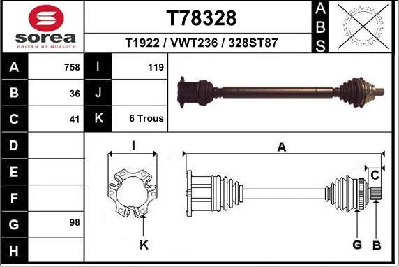 EAI T78328 - Полуоска vvparts.bg