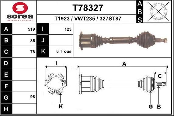 EAI T78327 - Полуоска vvparts.bg