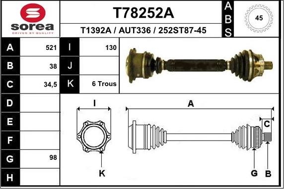 EAI T78252A - Полуоска vvparts.bg