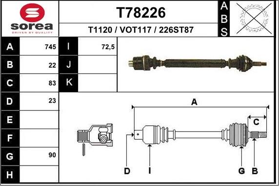 EAI T78226 - Полуоска vvparts.bg