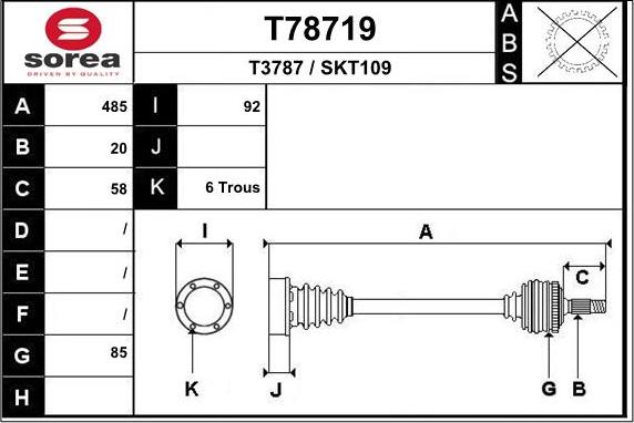 EAI T78719 - Полуоска vvparts.bg